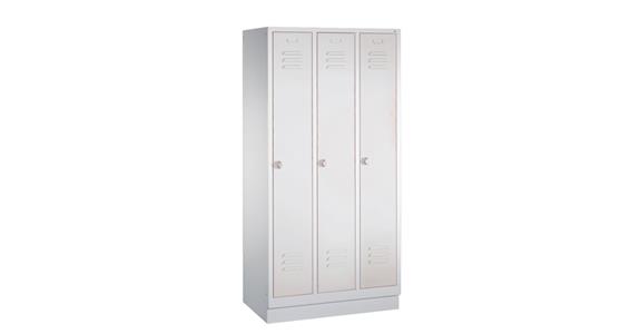 Wardrobe cabinet with base 3 compartments HxWxD 1800x900x500 mm RAL 7035