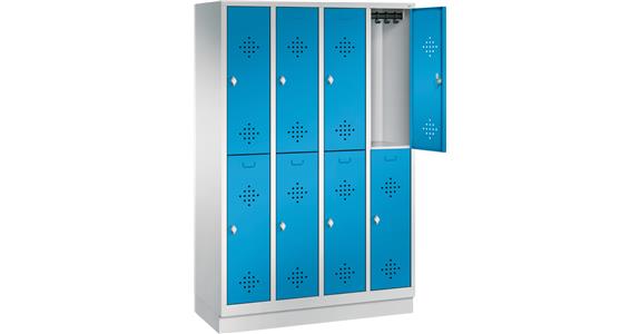 Double-level wardrobe cabinet 4 compartments w/ base RAL7035/5012 1800x1190x500