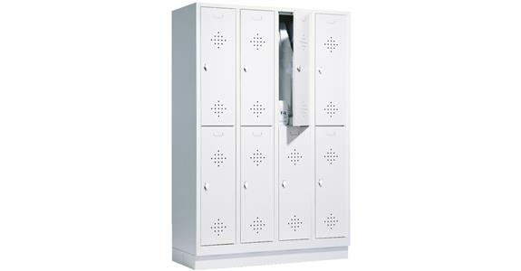 Double-level wardrobe cabinet w/ base 2x4 compartments 1800x1190x500 mm RAL 7035