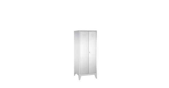 Wardrobe cabinet with feet 1850x610x500 mm 2 compartments RAL 7035 light grey