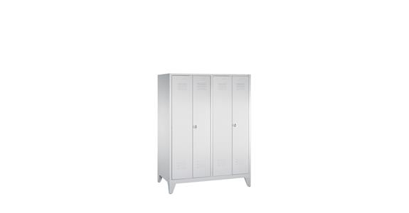 Wardrobe cabinet with feet 1850x1190x500 mm 4 compartments RAL 7035 light grey