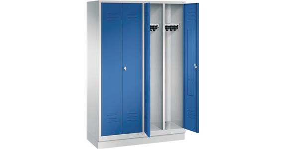 Wardrobe cabinet with base 4 compart. 300mm RAL7035/5010 1800 x 1190 x 500 mm