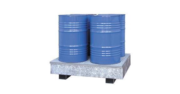 Collection tray 1325x1320x250 for 4 drums, zinc-plated, load 1000 kg