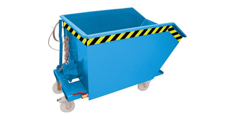 Chip container cap. 0.75 m³ LxWxH 1440x1280x680 mm RAL 5012 load cap. 1000 kg
