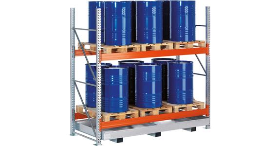 Hazardous materials pallet shelf, add-on bay, 3 levels w/ collection tray 660 l