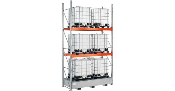 Hazardous materials KTC rack, basic bay, 3 levels w/ collection tray 1000 l