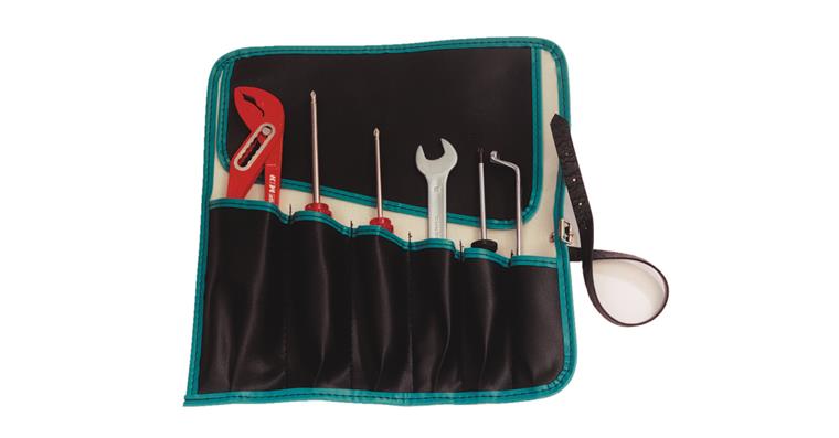 Werkzeug-Rolltasche Kunstleder 7 Fächer 165x160 mm leer