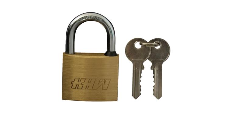 Brass padlock WxDxH 39x13x61 mm incl. 2 keys