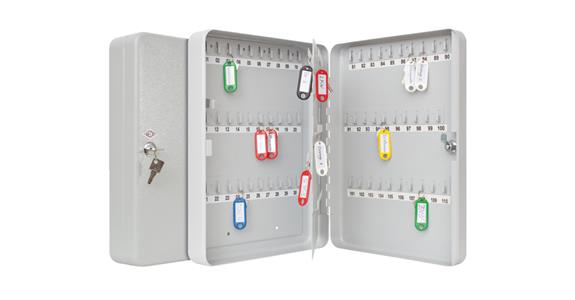 Key cabinet 110 hooks safety lock light grey HxWxD 370x280x80 mm