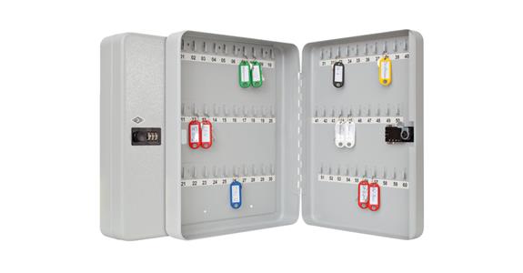 Key cabinet 60 hooks mechan. combination lock light grey HxWxD 370x288x94 mm