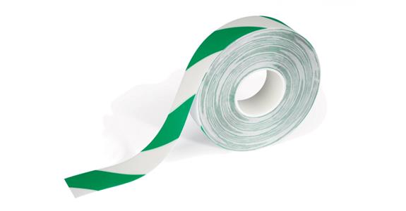 Floor marking tape self-adhesive signal green/signal white width 50 mm roll 30 m