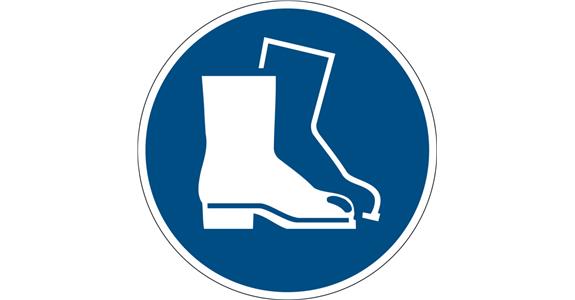 Safety marking - Use foot protection- self-adhesive dia. 430 mm