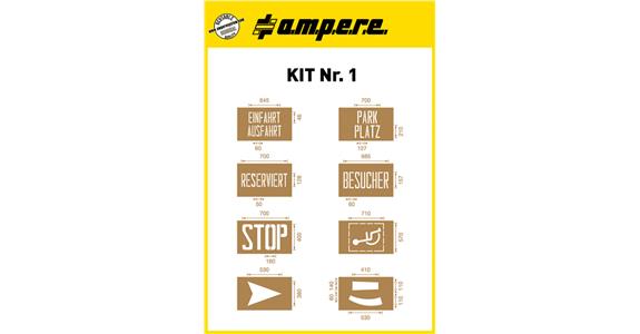 Template set KIT no. 1 8 templates with text and symbols