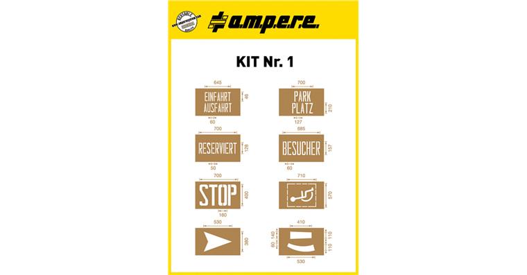 Template set KIT no. 1 8 templates with text and symbols