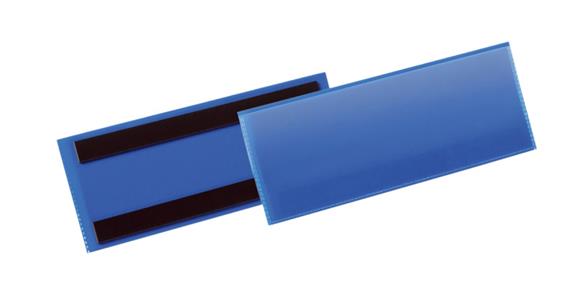 Etikettentasche 50 Stück magnetisch 1/2 A5 Querformat 100x38 mm dunkelblau
