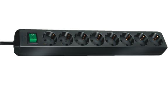 Multiple socket outlet, 8 sockets 3.0 m with switch, black