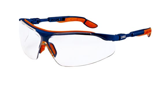 Schutzbrille i-vo, Rahmen blau/orange, Scheibe klar, UV 400