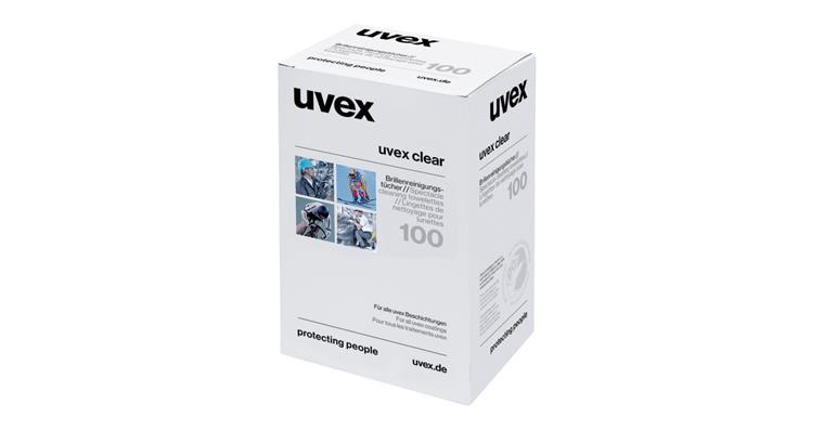1093009082 Cleaning wipes uvex clear for all lenses PU=100 pieces