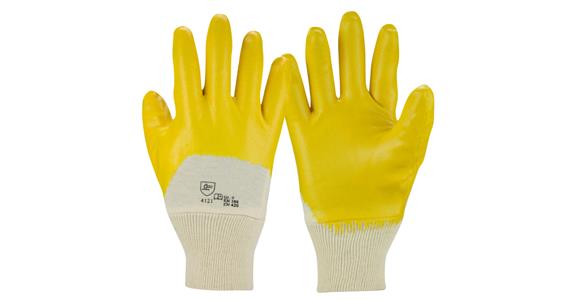 Cotton knitted glove nitrile yellow PU=12 pairs size 10