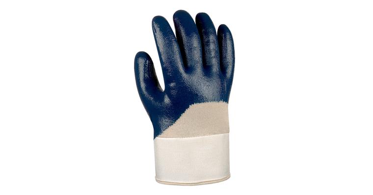 Baumwoll-Strickhandschuh Nitril blau mit Stulpe VE=12 Paar Gr.10