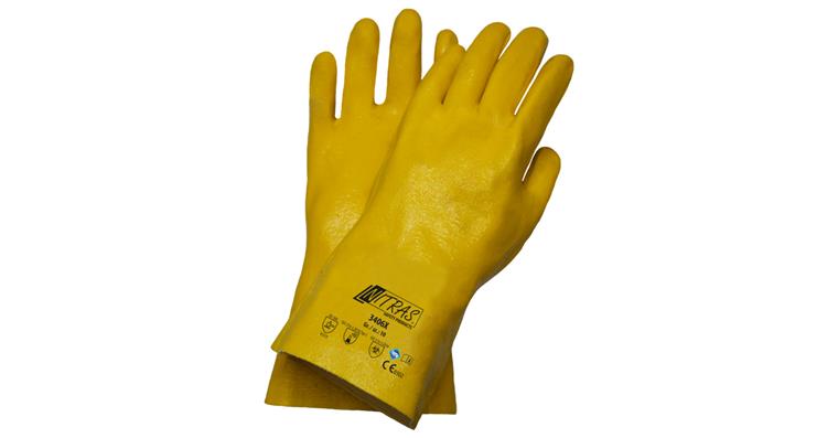 Nitrile glove fully-coated yellow with cuff PU=12 pairs size 9