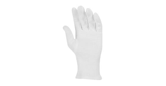 Baumwolltrikot-Handschuh mit Schichtel weiß gebleicht VE=12 Paar Gr.10