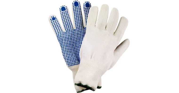 Knitted gloves PVC nubs, CE Cat. 2, EN420, EN388, pack=12 pairs, size 8