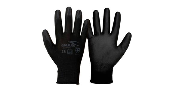 Nylon knitted glove PU-coated black PU=12 pairs size 10