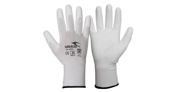 Nylon knitted glove PU-coated white PU=12 pairs size 8