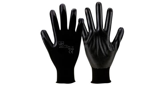 Polyamide knitted glove nitrile Black PU = 12 pairs size 10
