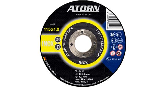ATORN Trennscheibe INOX - Typ AS60V-BF, 115x1 mm