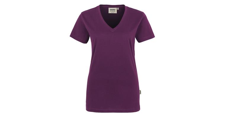 Damen-V-Shirt Classic aubergine Gr. M