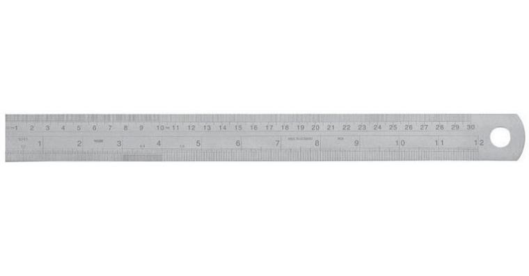 Rule, mm/inch, stainless, 300 x 30 x 1 mm