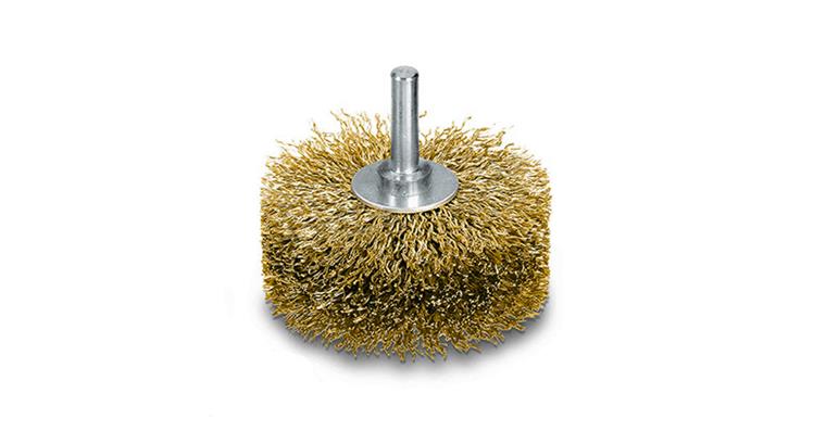 Texturing brush with shank 8 mm, DxA=80x35 mm brass-plated wire 0.25