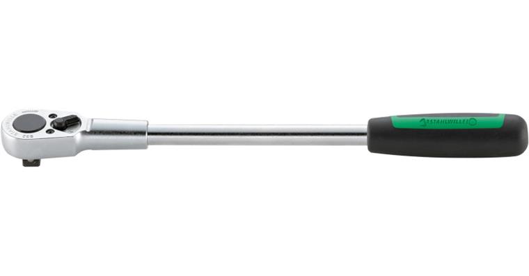 STAHLWILLE ratchet, 1/2 inch, DIN 3122, 380 mm with 2-component handle