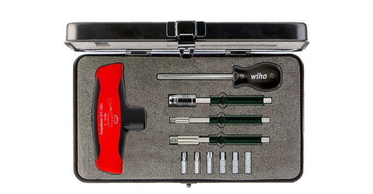 WIHA T-handle torque wrench set, 5-14 Nm, 11 pieces, TorqueVario ST-Plus