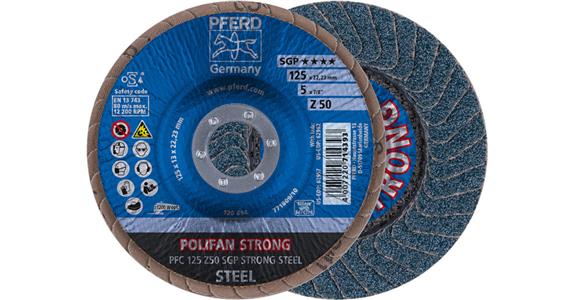 PFERD Fächerschleifscheiben Polifan-SGP STRONG STEEL Durchmesser 125 mm, Korn 50