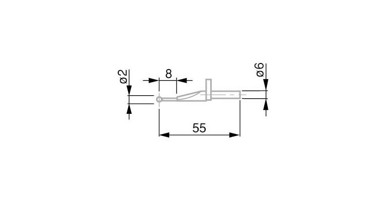 TESA gauge slide, solid carbide 2 mm ball diameter
