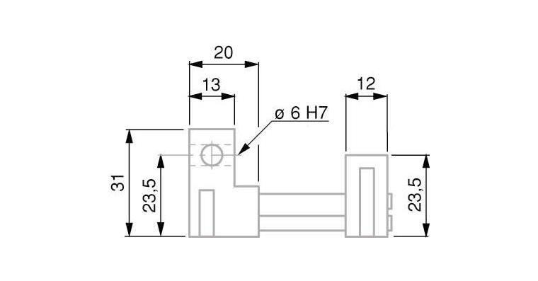 TESA VBR gauge slide holder, fine adjustment 2 horizontal holes 6 mm