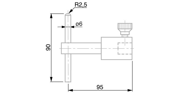 TESA gauge slide with probe rod, carbide measuring surface