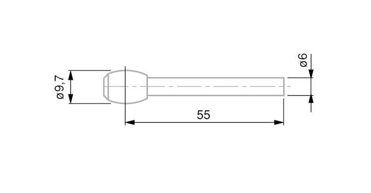 TESA gauge slide, barrel-shaped 9.7 mm (for M12-M150)