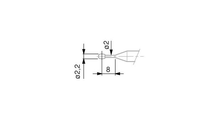 TESA gauge slide, barrel-shaped 2.2 mm (for M3-M16)
