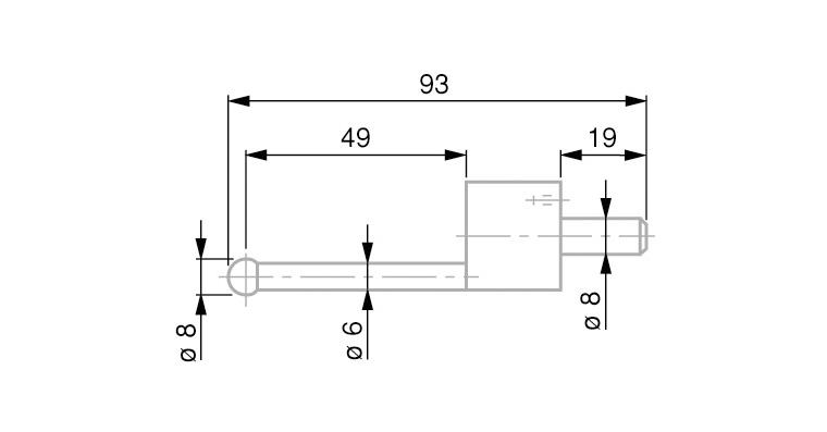 TESA gauge slide with carbide ball 8 mm diameter