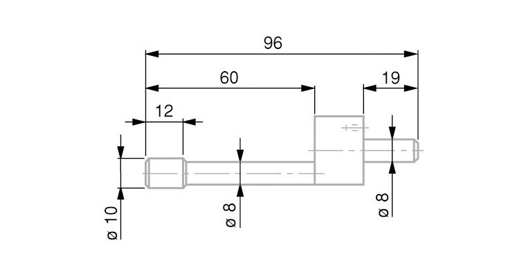 TESA hardened steel gauge slide. 10 mm diameter with cyl. measuring surface