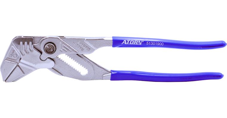ATORN plier wrench 250 mm to AF 52 mm, matt chrome-plated, PVC grip covers