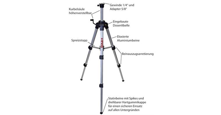 Kompakstativ 42-120cm Gewinde 1/4 Zoll für Linienlaser X2 Kat.-Nr. 38136 101