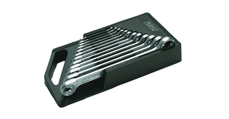 Straight box-end wrench set DIN 837 CV steel 8 pcs AF 6x7-21x22 mm