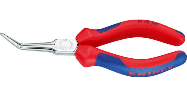 Needle-nose pliers bent 160mm CV-elec. steel handles w. slip guard DIN/ISO 57423
