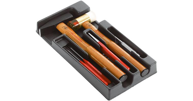 1059817101 Striking tool set in drawer mod. 2 hammers ctr punch 3 pin punches 1 flat chisel