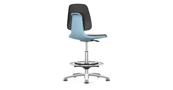 Arbeits-Drehstuhl Labsit Bodengleiter Kunstleder blau Sitzhöhe 520-770 mm